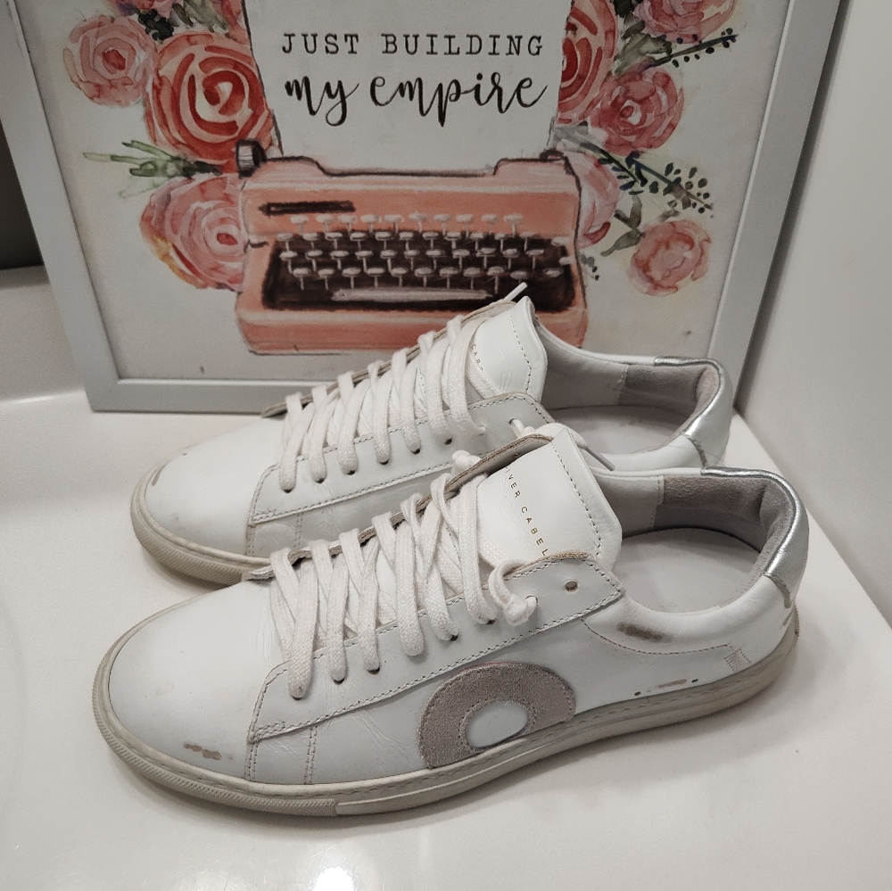 đ„°EUC Oliver Cabell Low 1 Vienna Distressed Look Leather Lace Up Sneaker Trainer - Picture 3 of 16